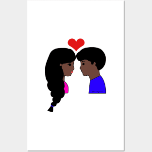 Cute Couple Dark Skin Tone Posters and Art